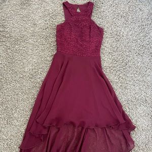 Maroon High Low Formal Dress